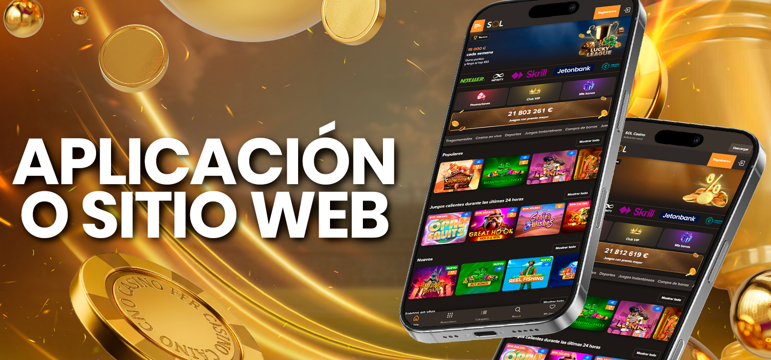 Juego cómodo en la aplicación del casino Sol Casino.