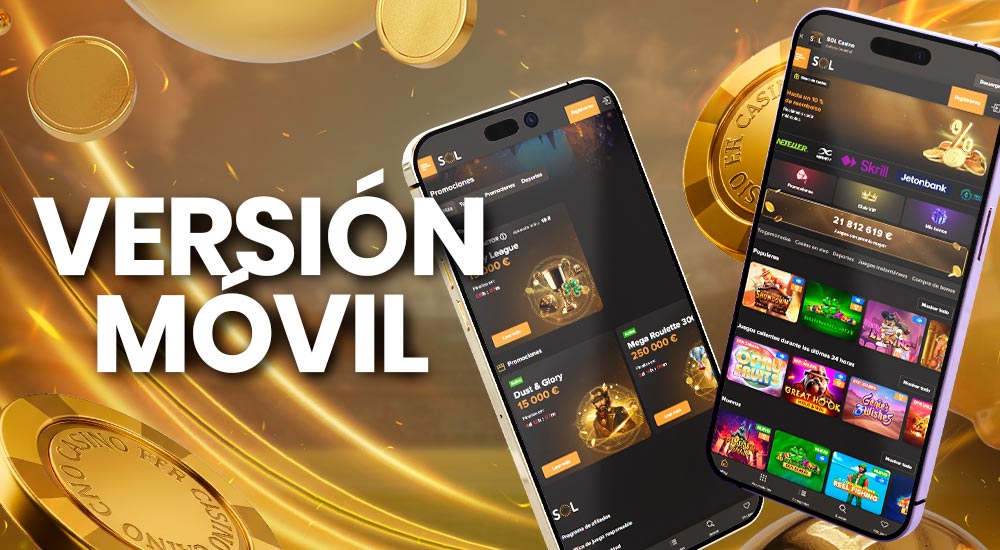 Versión móvil para un uso cómodo del sitio web del casino.